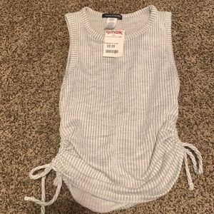 NWT** Gray and White Striped Crop Top - Size M
